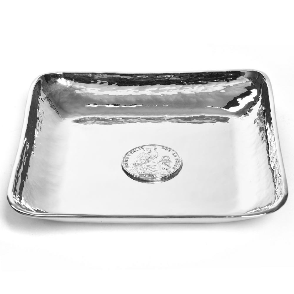 CENICEROS - CENICERO C/MONEDA 15*15  235GR PLATA E