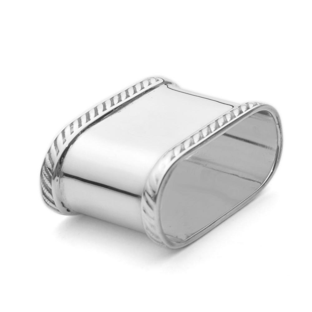 ARTICULOS DE MESA - SERVILLETERO OVAL CON TRENZA PLATA, 27GR