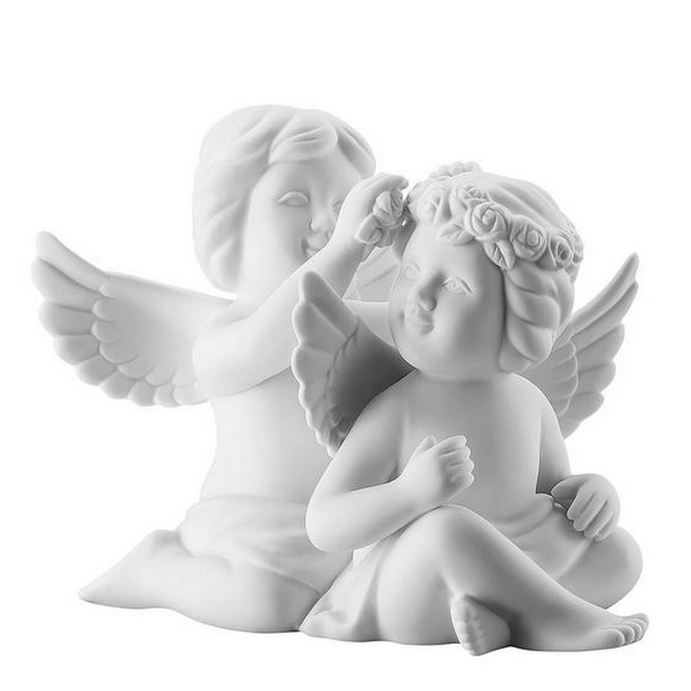 ANGEL PAR C/CORONA DE FLORES BLANCO MATE 9.5CM, 90529, ROSENTHAL
