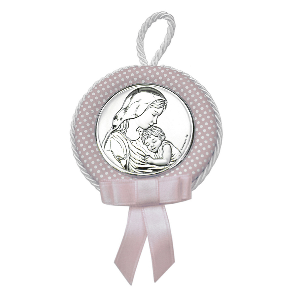 MEDALLA CUNA ANGEL VIRGEN C/NIÑO ROSADO 6.5CM 10491 1RA, VALENTI