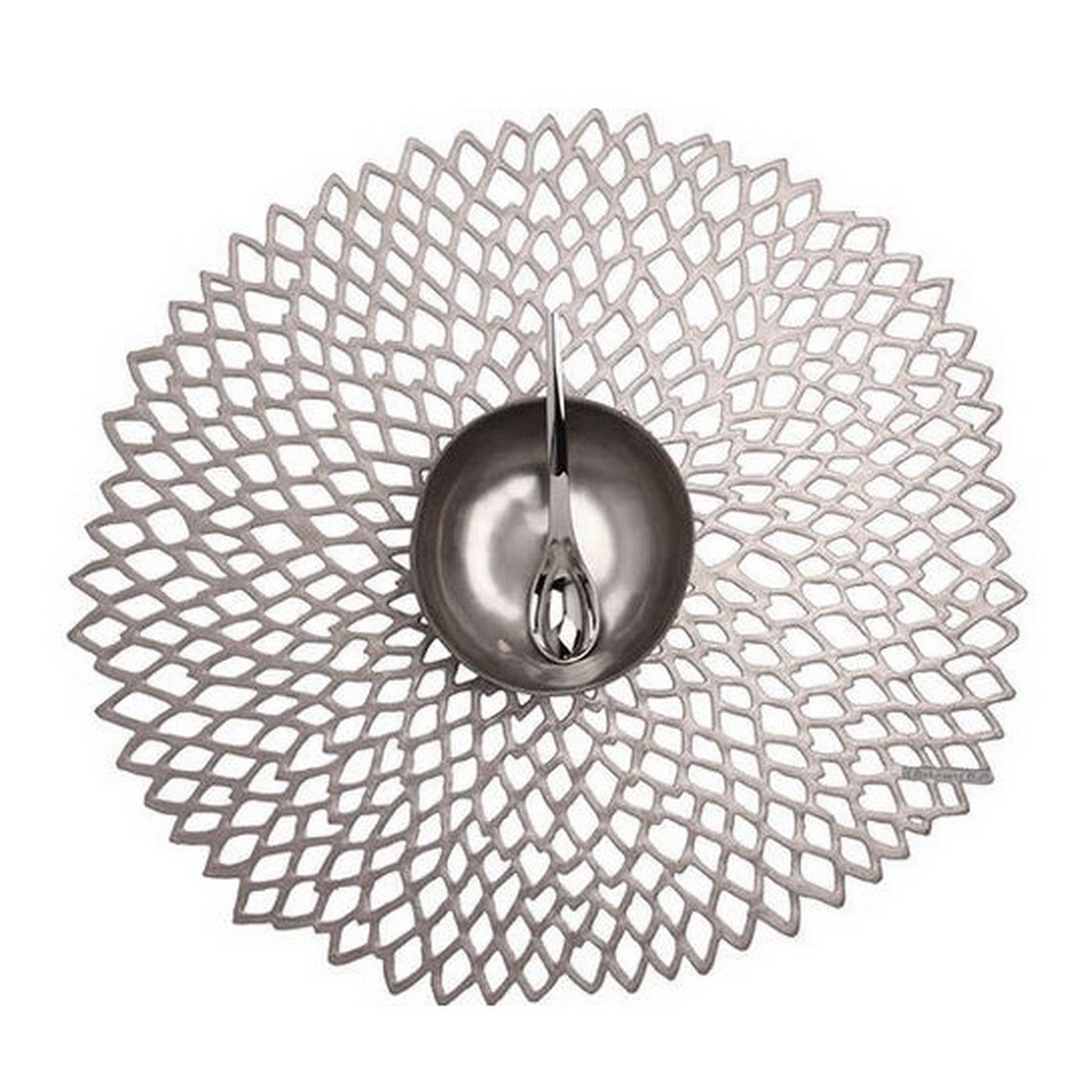 DAHLIA GUNMETAL INDIVIDUAL 14.25*15.25, 100142-002,CHILEWICH