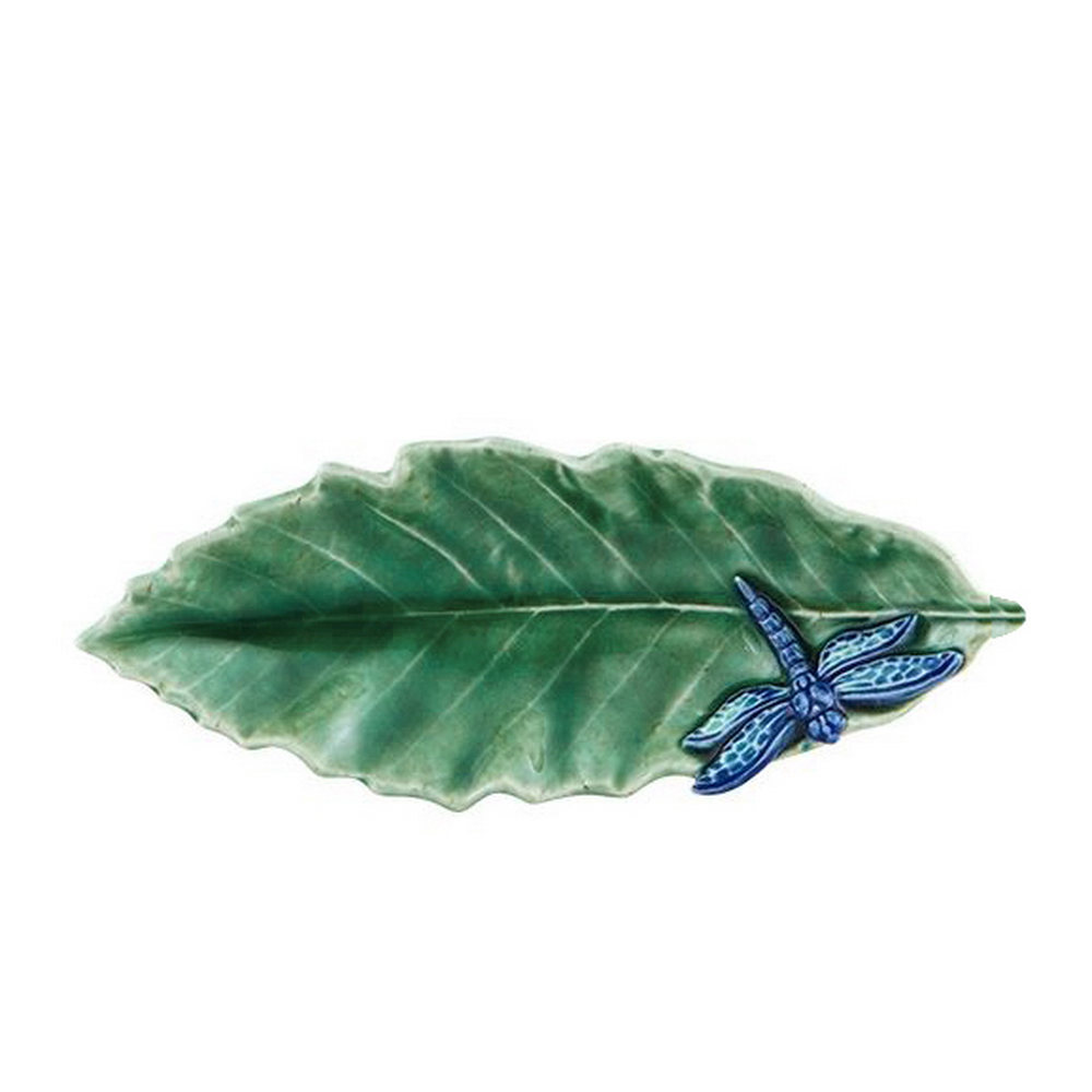 BORDALLO PINHEIRO - HOJA CASTAÑO C/LIBELULA 16CM, 65024051,VISTA ALEGRE