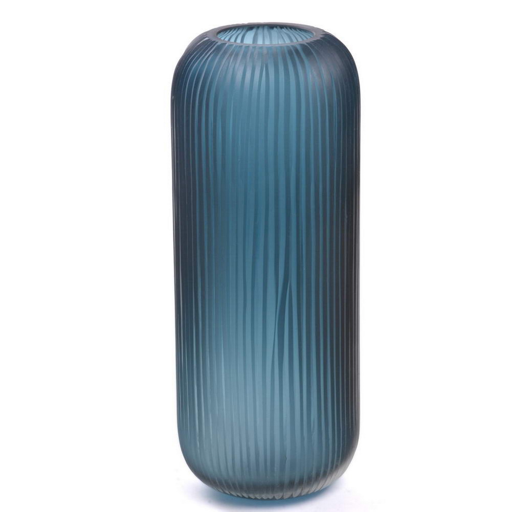 FLORERO DE CRISTAL AZUL PIEDRA 30 CM CQA17143, DALIAN JINNEE