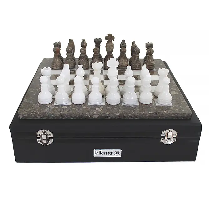 AJEDREZ PIEDRA GRIZ Y BLANCO 31 X 31, 1024, ITALFAMA