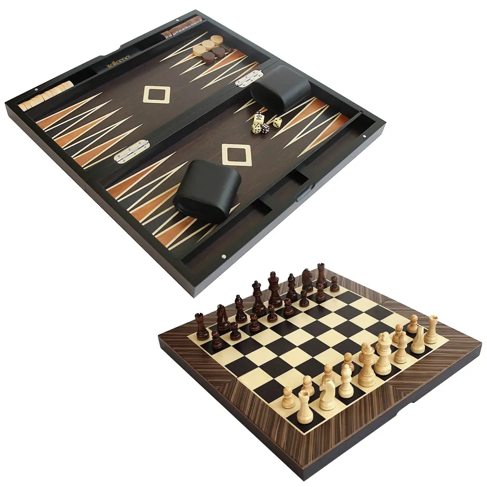 BACKGAMMON Y AJEDREZ MADERA CLARA/OSCURA 44 X 43,G451,ITALFAMA