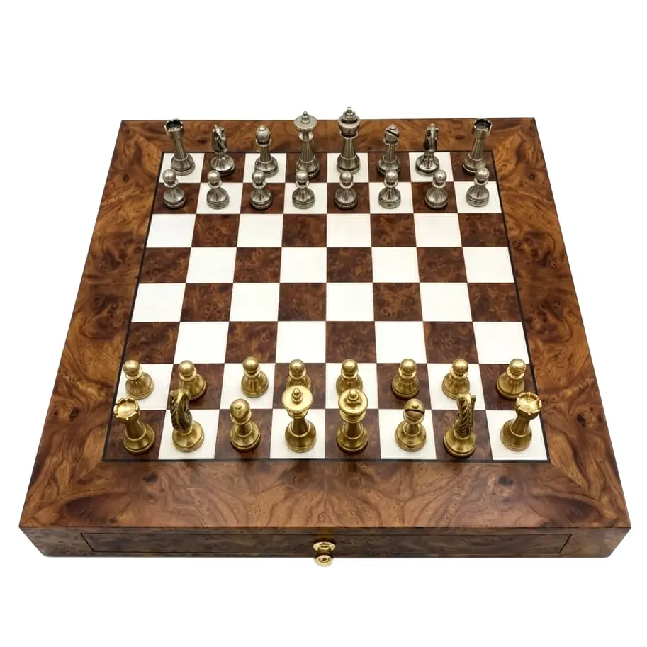 AJEDREZ DE MADERA CON PIEZAS DE COBRES 42X42, 29B/8721RP, ITALFAMA 