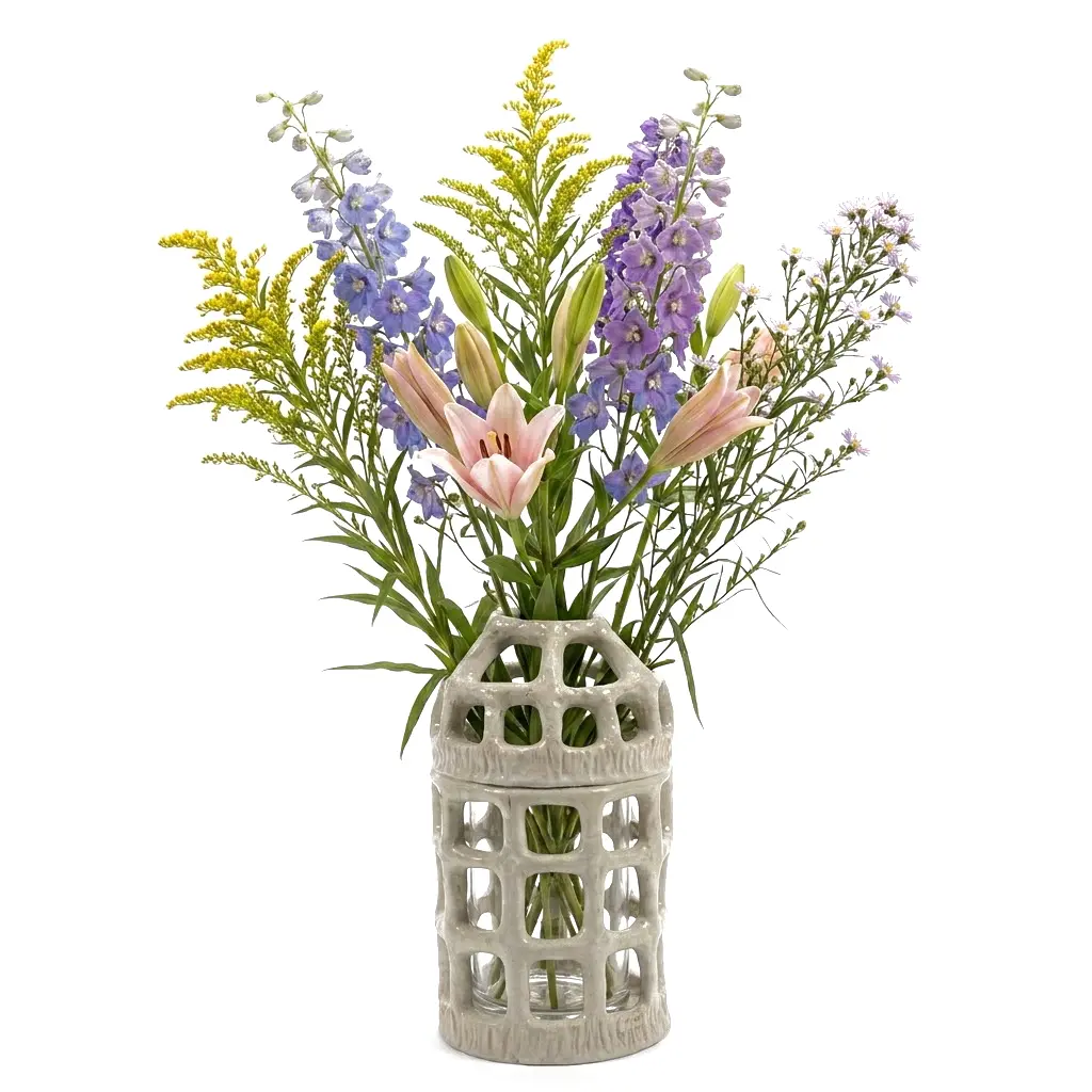 PIQUE FLEURS - FLORERO BLANCO ROSIE 38CM , B0925006-001, SERAX