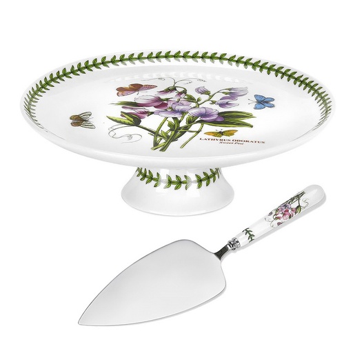 [1010600073] BOTANIC GARDEN - PLATO TORTA C/PIE+PALA 25CM, 519602, PORTMEIRION, 519602/77248