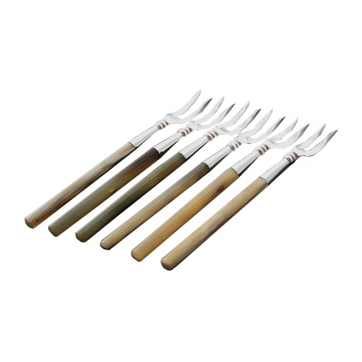 [1040100031] CUBIERTOS - CACHO/PLATA TRINCHES  JGO.X 6 PZS, 52GR 
