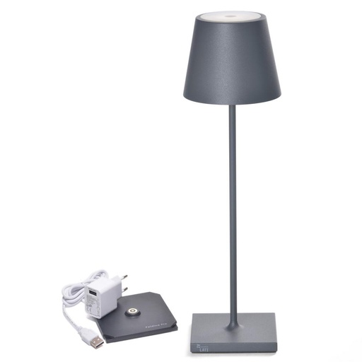 [1360030009] POLDINA - LAMPARA DE MESA GRIS OSCURO, LD0340N3, ZAFFERANO, LD0340N3