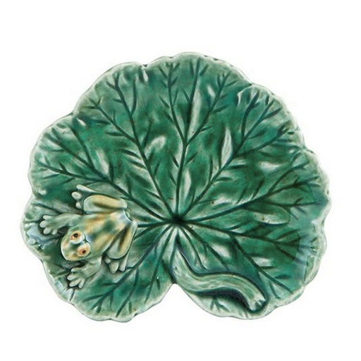 [1370080006] BORDALLO PINHEIRO - HOJA GERANIO C/RANA 13CM, 65024048,VISTA ALEGRE, 65024048