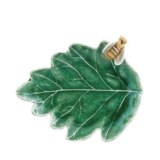 [1370080010] BORDALLO PINHEIRO - HOJA ROBLE C/ABEJA 14CM, 65024052,VISTA ALEGRE, 65024052