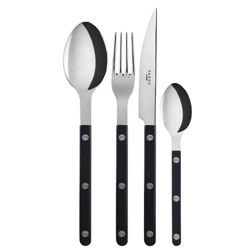 [1020590019] BISTROT SOLID, BLACK CUBIERTOS SET X 24, SABRE