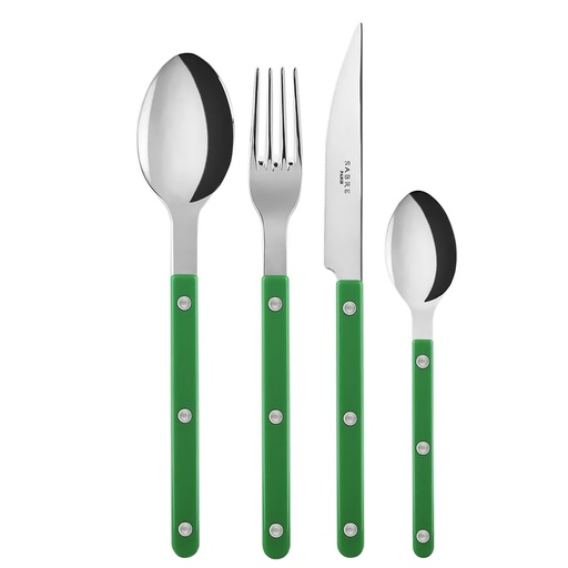 [1020590025] BISTROT SOLID GARDEN GREEN CUBIERTOS SET X 24, SABRE, 2346-024-0245