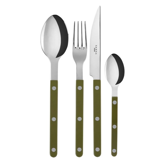 [1020590028] BISTROT SOLID GREEN FERN CUBIERTOS SET X 24, SABRE, 2346-024-1249