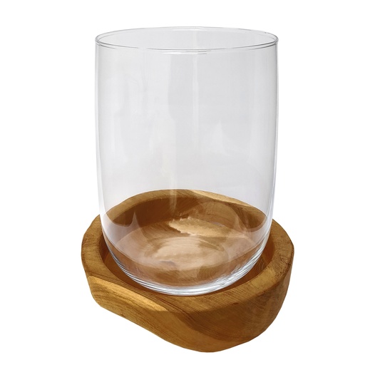 [1140070018] FANALES Y CANDELABROS - CANDELERO C/BASE MADERA 084409, LEONARDO, 84409