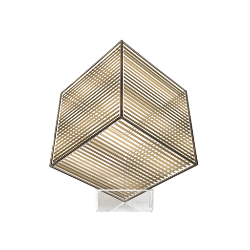 [1050130014] CUBO ACRIL FRAGMENTADO DORADO 15*15