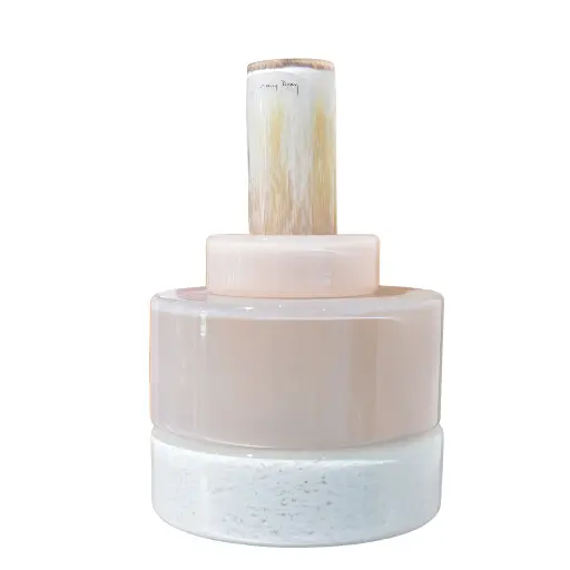 [1690010060] Florero Pipe & Charme, 4 pzs. corto (marrones y blancos), H. DEAN