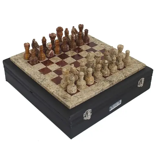 [1720010005] AJEDREZ PIEDRA MARRON Y ROJO 31 X 31,1026,ITALFAMA, 1026