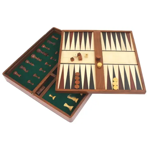 [1720010007] CAJA MAGNETICA BACKGAMMON Y AJEDREZ DE MADERA 37 X 37,G556,ITALFAMA, G556