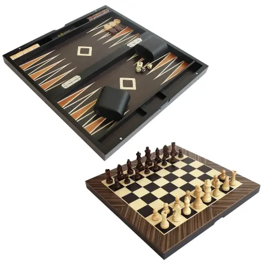 [1720010014] BACKGAMMON Y AJEDREZ MADERA CLARA/OSCURA 44 X 43,G451,ITALFAMA, G451