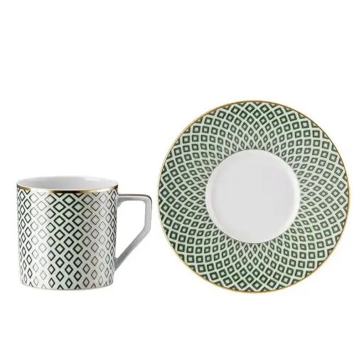 [1010030017] FRANCIS CARREAU - TAZA CAFÉ C/PLATO VERDE 14721/14722, ROSENTHAL, 10460-404313-14722/14721