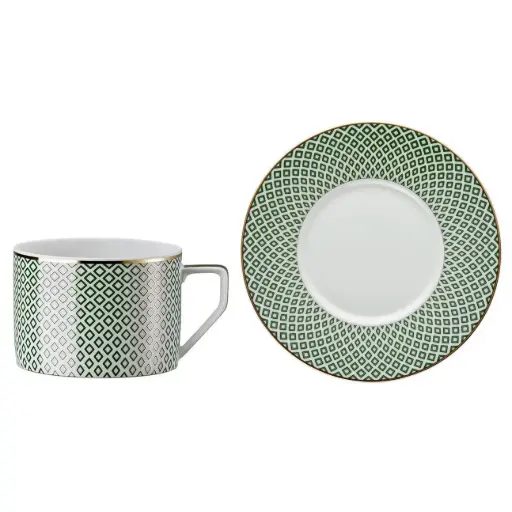 [1010950030] FRANCIS CARREAU - TAZA TÉ C/ PLATO VERDE 14641/14642, ROSENTHALL, 10460-404313-14640
