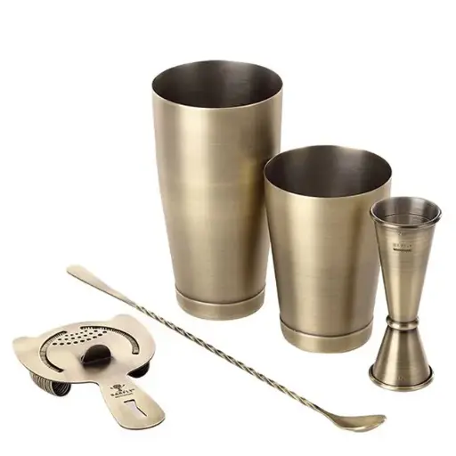 [1410030023] MIXOLOGY SET ANTIQUE GOLD, M37101ANG, BARFLY, M37101ANG