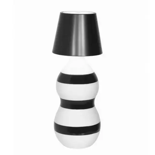 [1360030038] POLDINA - KIT LAMPARA DE MESA STOPPER NEGRO C/LIDO CERAMIC BLACK BANDS, ZAFFERANO