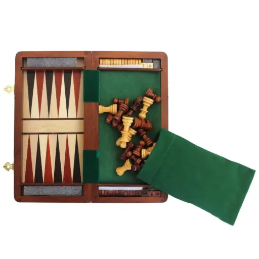 [1720010038] BACKGAMMON Y AJEDREZ DE MADERA PREMIUM 25X25, G1039-HQ, ITALFAMA 