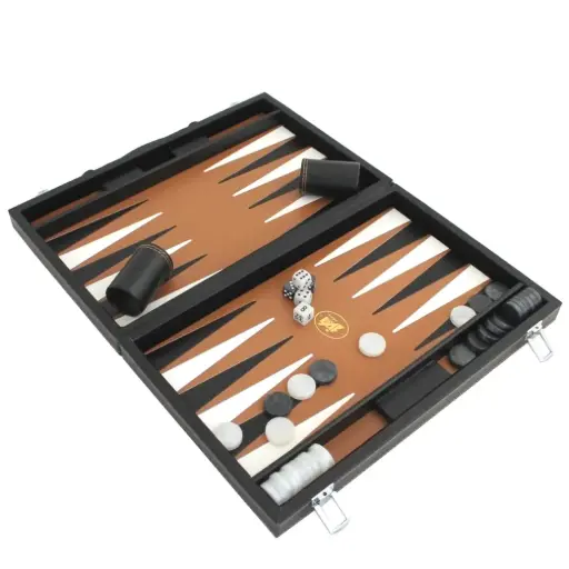 [1720010041] BACKGAMMON DE PIEL NEGRO 37X37, BG73N, ITALFAMA 