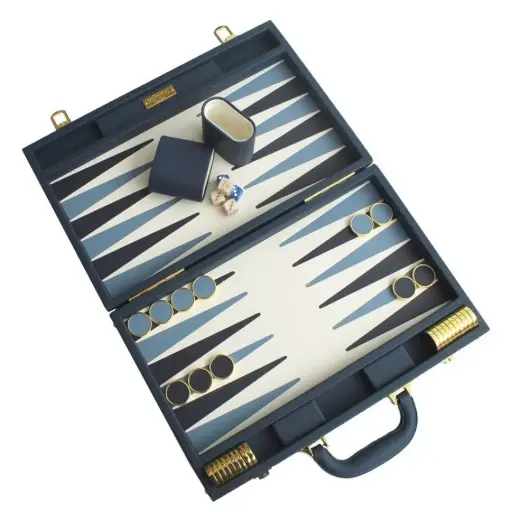 [1720010042] BACKGAMMON DE PIEL DE LUJO 38X38 COLOR NEGRO Y BLANCO , BG38B-LUX, ITALFAMA 
